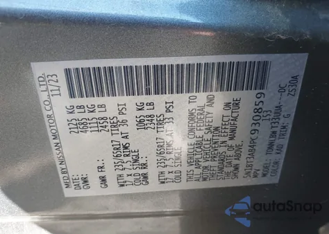 2023 Nissan Rogue S Intelligent Awd из США, поврежденный, VIN 5N1BT3AB4PC930859